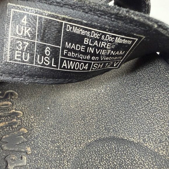 Dr. Martens Blaire Platform Strappy Sandals Womens 6 Black Hydro Leather AW004 - Picture 8 of 9